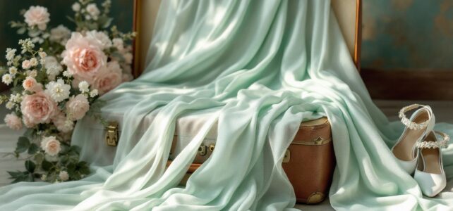 Tissus légers et teintes poudrées : emportez la robe vert d’eau dans vos bagages de noce Tissus légers et teintes poudrées : emportez la robe vert d’eau dans vos bagages de noce